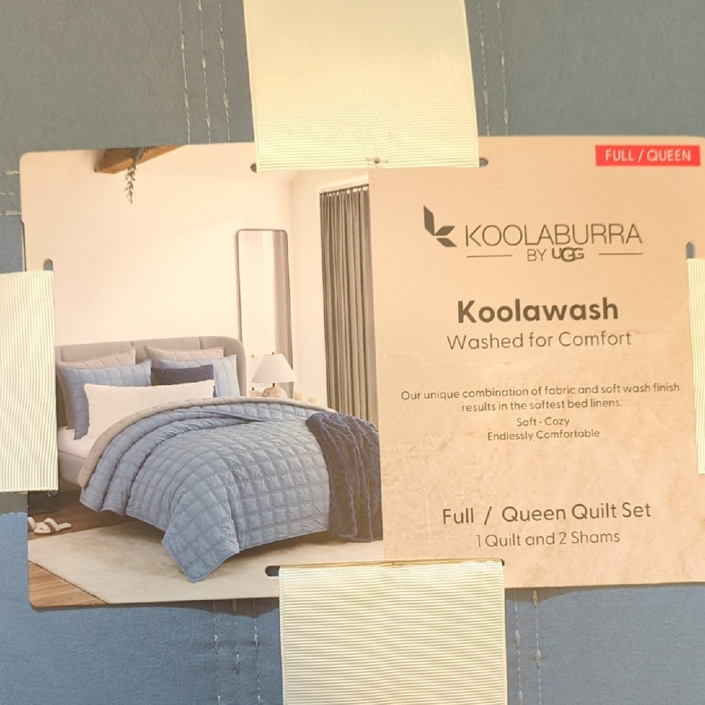 Koolaburra Washed Quilt Set in Light Blue - Full/Queen